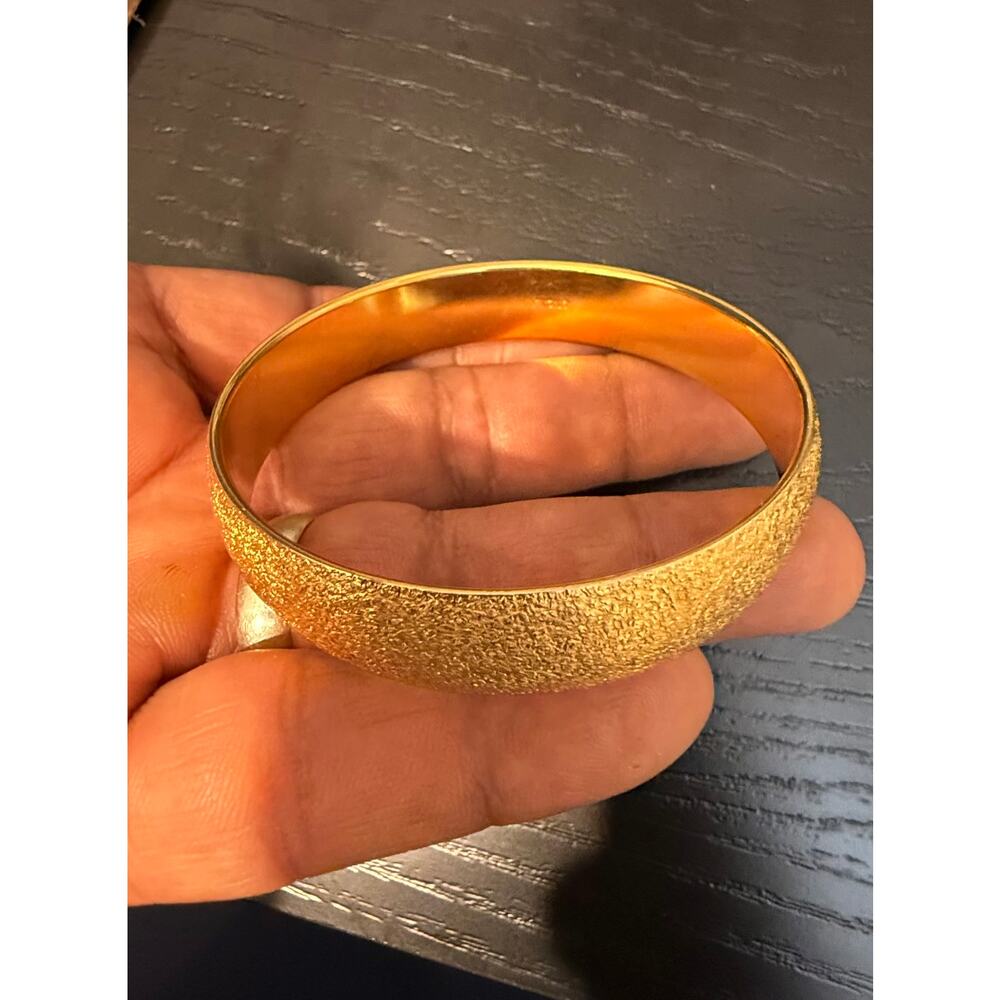 Runway Bangle Vintage Signed Monet Gold Tone Textured Bangle Bracelet 7.75